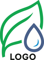 Leaf and Water Drop Logo Design – Eco-Friendly Vector for Nature and Clean Water Brands