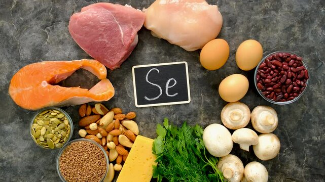 Foods contain selenium food. Selective focus.
