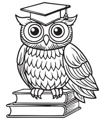 Fototapeta premium Graduation owl for coloring page