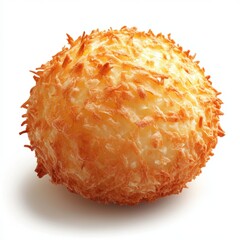 Freshly baked crispy coconut ball with golden brown textured surface and tropical flavor, perfect for desserts, snacks, or sweet treats on any occasion