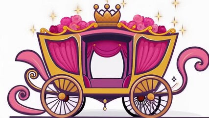 Animated Fairy Tale Carriage Transformation with Rose Decorations and Golden Crown - Powered by Adobe