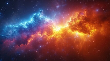 Fototapeta premium Colorful Cosmic Nebula with Bright Starburst in Deep Space