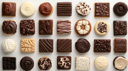 Assorted Chocolates and Confections Displayed on White Surface