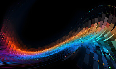 A color light effect that comes out from the top down, a line light, a glow effect, a light effect, Black background.
