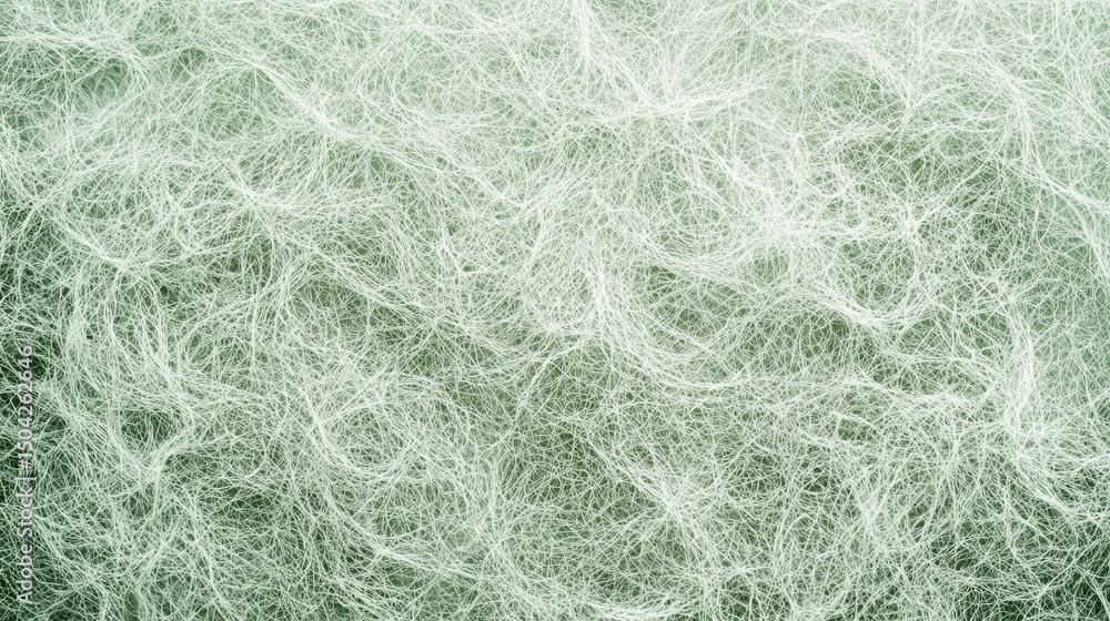 Poster abstract texture of white fibers with soft green background
