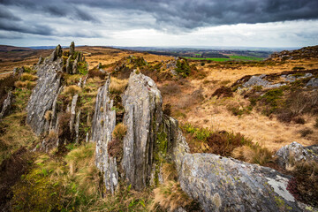 A rocky outcrop on the Roc'h Trevezel in the Armorique nature park