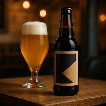 Garrafa de cerveja e copo de cerveja