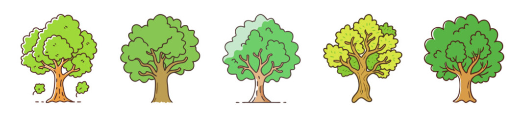oak tree icon, oak tree line art - simple line art of oak tree, perfect for oak tree logos and icons