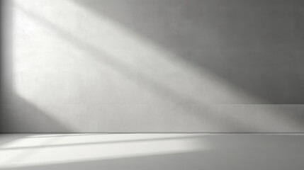 abstract. minimalistic background for product presentation. walls in  large empty room. can full of sunlight. Loft wall or minimalist wall. Shadow, light from windows to plaster wall.