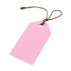 Close-up of a Pastel Pink Price Tag with Natural Twine.