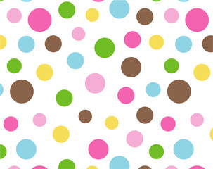 colorful, whimsical, polka dot pattern, vibrant, playful, repeating circles, pastel colors, cheerful, abstract, seamless, organic, hand-drawn, watercolor effect, joyful, modern, fun, dynamic
