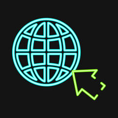 Icon internet. Internet network elements. Icon in neon style.