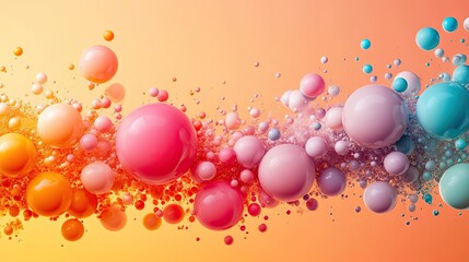 Colorful abstract composition of bubbles and spheres in vibrant tones 