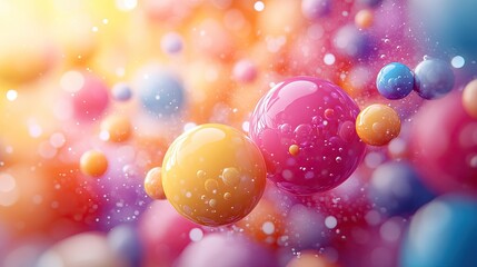 Colorful abstract composition of bubbles and spheres in vibrant tones 