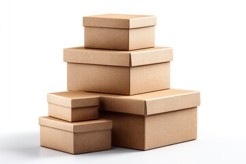 Several cardboard boxes stacked on top of each other.
