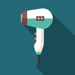 Hair Dryer, Comb, and Shampoo Bottle Illustration in Flat Design