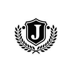 Obraz premium Minimal letter J emblem icon logo vector artwork