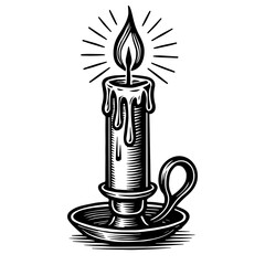 Vector sketch of a candlestick in hand-drawn ink style. For tattoo or print, EPS 10.