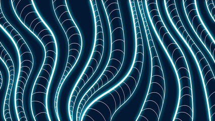 Dark abstract neon and durk blue wave web background with curved flowing web lines – graphic comic-style design inspired by superhero and noir aesthetics © Veronika
