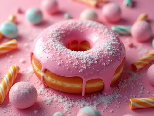 pink donut with sprinkles