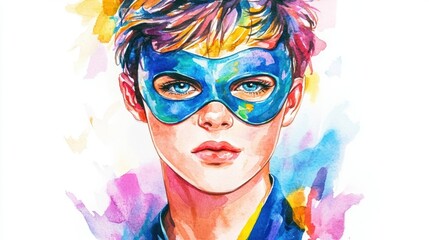 Fototapeta premium Colorful portrait of a masked figure