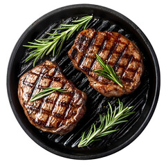 Grilled Steaks with Rosemary isolated on transparent background