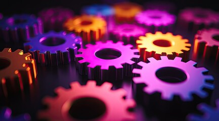 Colorful Gears Intertwined