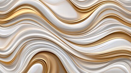 Obraz premium Abstract wavy background of creamy white and gold
