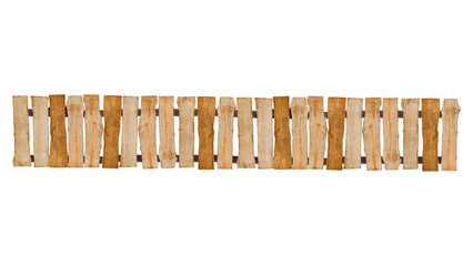 old wooden fence isolated on transparent background.