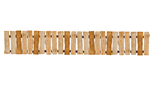 old wooden fence isolated on transparent background.