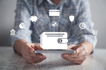 Digital wallet. Online financial transactions. Payment