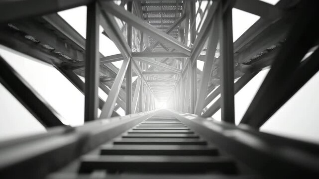 Steel bridge walkway perspective