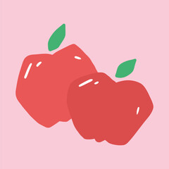 Cute apple hand drawing illustration. flat design style. colorful and editable vector