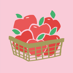 Cute apple hand drawing illustration. flat design style. colorful and editable vector