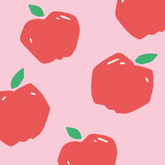 Cute apple hand drawing illustration. flat design style. colorful and editable vector