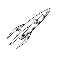 Doodle rocket hand drawing. play flying rocket design