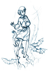 Watercolor illustration of the difficulties the path of human life