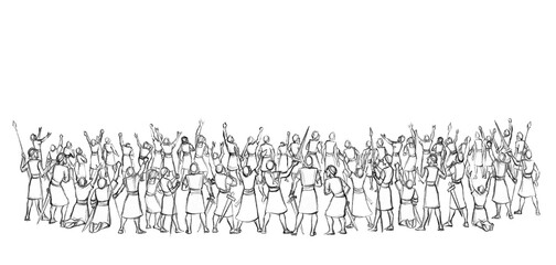 Obraz premium Pencil drawing. The Fall of the Walls of Jericho