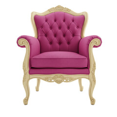 Elegant pink armchair with intricate detailing for luxurious interior design projects