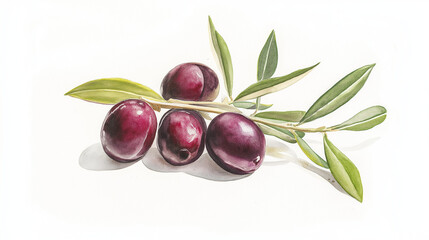 A small pile of dark purple Gaeta olives resting on a white background, glistening with natural brine and rich in texture.
