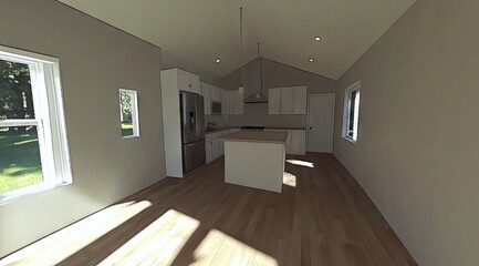 Fototapeta premium Open-concept kitchen in a small home