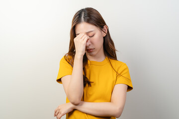 A unhappy young woman feeling upset and have bad mood