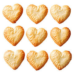 Nine HeartShaped Cookies isolated on transparent background