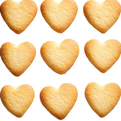 Nine HeartShaped Cookies isolated on transparent background