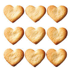 Nine HeartShaped Cookies isolated on transparent background