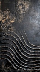 Dark textured surface with wavy lines.