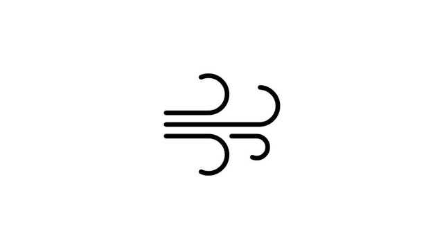 Wind icon animation. Windy weather icon. Wind icon in white background. Icon animation.