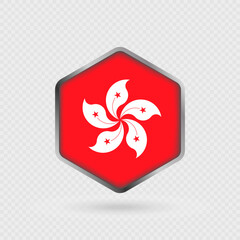 Naklejka premium Hong Kong Flag Icon in Hexagon Shape.
