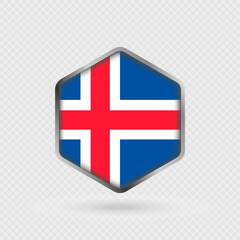 Obraz premium Iceland Flag Icon in Hexagon Shape.