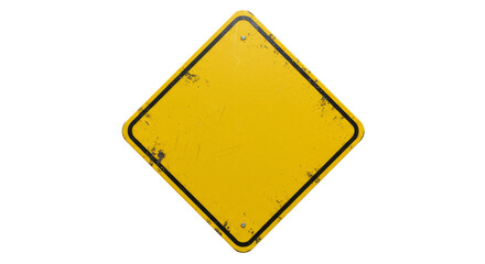 Worn diamond road sign isolated view